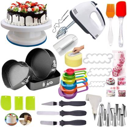 wishku Cake All In One Combo Kitchen Tool Set  (Multicolor, Blender, Knife, Baking Tools, Whisk, Spatula, Brush)