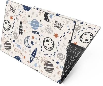 Anweshas Hello Space Moon Full Panel Laptop Skins Upto 15.6 inch - No Residue, Bubble Free - Removable HD Quality Printed Vinyl/Sticker/Cover Self Adhesive Vinyl Laptop Skin Compatible for 15.6 inch