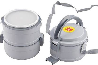 cello Merit 3 Insulated Food Carrier, Grey 3 Containers Lunch Box