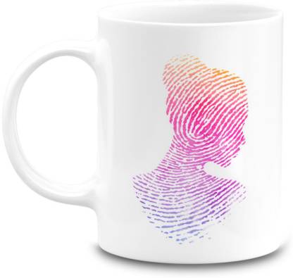 PRINTMAX Girl's Identity Fingerprint Design|350ML| Ceramic Coffee Mug