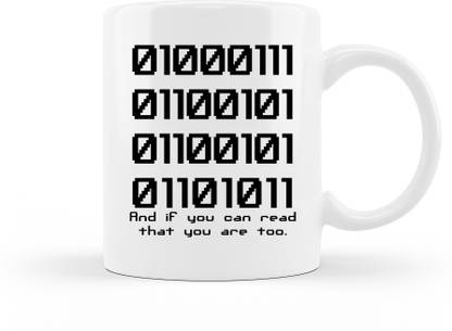 SHRISUMAN Binary Code funny mug, Humor printed coffee mug for IT Geek Ceramic Coffee Mug