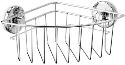 IKEA KROKFJORDEN Corner shelf unit with suction cup, zinc plated20x11 cm Stainless Steel Wall Shelf