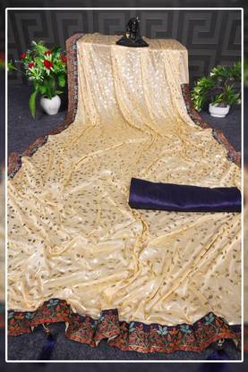 Floral Print Bollywood Lycra Blend Saree