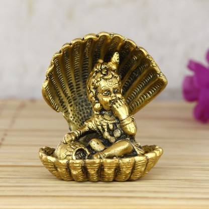 LOTUS RISE Golden Bal Gopal Krishna having Makhan Decorative Decorative Showpiece - 9 cm (Aluminium, Gold) Decorative Showpiece  -  9 cm
