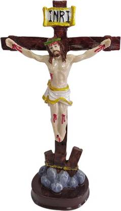 Divine Creations Crucifix Statue with Stand for Home Altar Decorative Showpiece  -  15 cm