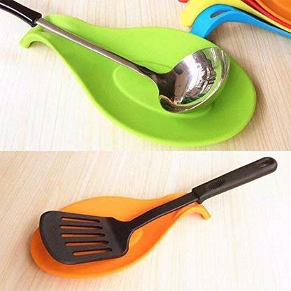 IDREAM Silicone Spoon Rest for Kitchen ladle Spatula - Large - (Set of 2) Rubber Spatula
