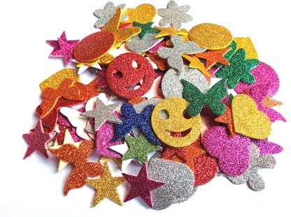 KRASHTIC Glitter Color Design Foam Sticker for Project Work, Card Making, Art and Craft