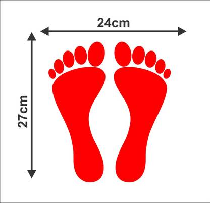 VCREATE DECOR 24 cm Foot Print Wall Sticker And Decal Self Adhesive Sticker