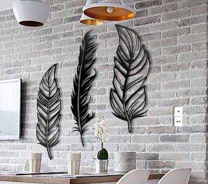 Nyra wall decor Set of 3 Feathers combination walldecor 121-22-23-SF Pack of 3