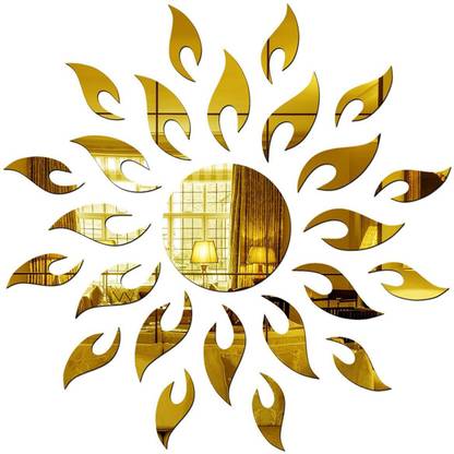 Mirror Sticker 45 cm Sun Golden 3D Mirror Stickers Wall Stickers Acrylic Stickers Self Adhesive Sticker