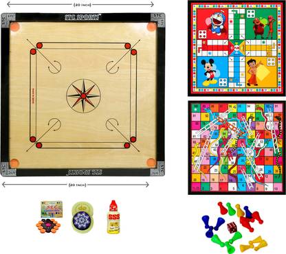 STCSPORTS Matte Small With 2 in 1 Ludo Snakes 50.8 cm Carrom Board