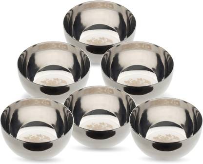 LIMETRO STEEL Stainless Steel Vegetable Bowl Stainless Steel Laser Print Heavy Gauge Bowl set / Wati set with Mirror Finish( 6 Pieces, Diameter: 10 cm)