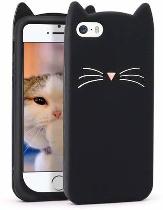 ELEF Back Cover for APPLE iPhone 5s Soft Rubber Cat Cartoon Mustache 3D Ear Shockproof Cute Case Full Protection