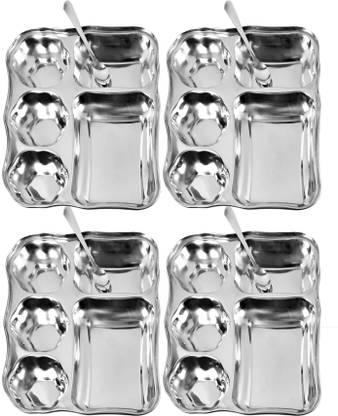 KKR ENT 13 inch Square D-4003 Five Flower Sectioned Plate