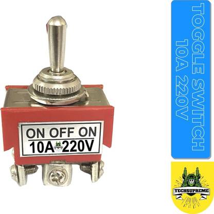 TechSupreme Heavy Duty Rocker Toggle Switch 10A 220V ON/Off/ON Switch with PC Wear-Resistant Handle 6 Terminal 3 Position Electronic Components Electronic Hobby Kit