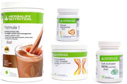 Herbalife Nutrition FORMULA -1SHAKE CHOCOLATE+ PROTEIN POWDER+ AFRESH- GINGER+ CELL ACTIVATOR TABLET Nutrition Drink