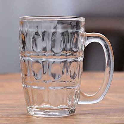 WHOLESALE BAY Indian Style MultiPurpose, Beer, Juice , Clear Texture ( Set of 1 ) Glass Coffee Mug