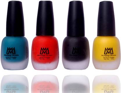 makeupmania Premium Collection Nail Polish, Combo of 4 Velvet Matte Nail Enamels - MM#20 Multicolor