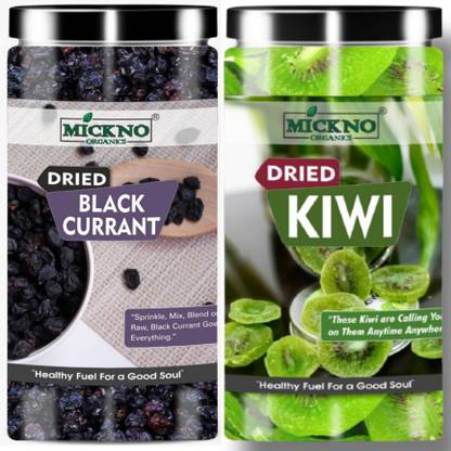 mickno organics Combo of 500gm, Dried Kiwi Dry Fruits & Black Currant Dry Fruit For Baking Dessert Shakes Eating Ice Cream. Kiwi, Black Currant