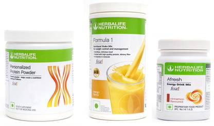 Herbalife Nutrition FORMULA 1 MANGO (500g) + PROTIEN POWDER (200g)+ AFRESH CINNAMON (50g) SET OF 3 PCS Plant-Based Protein
