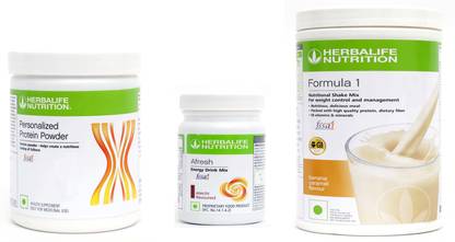 Herbalife Nutrition FORMULA 1 BANANA (500g) + PROTIEN POWDER (200g) + AFRESH ELAICHI (50g) Plant-Based Protein