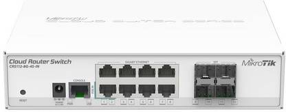 MikroTik CRS112-8G-4S-IN 8Gigaport 4 Fiber 1Gbps Port Switch Wireless Router 2.1 GHz 1024 Mbps Wifi Speed Single Band Internal Antenna Ethernet (Cable Broadband)