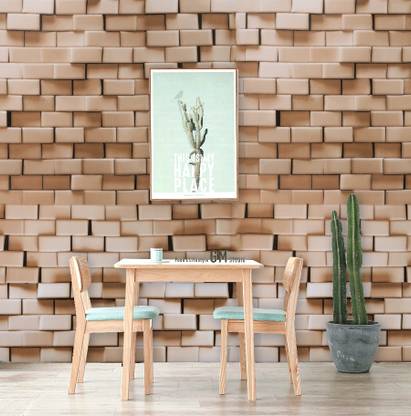 Flipkart SmartBuy 1000 cm Wall Stickers Wallpaper Golden Bricks Blocks Modern Bedroom Decor Self Adhesive Self Adhesive Sticker