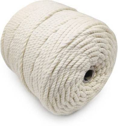 WHITE POPCORN 3 Ply/Twisted Macrame Cotton Cord/Dori (Roll Packaging)