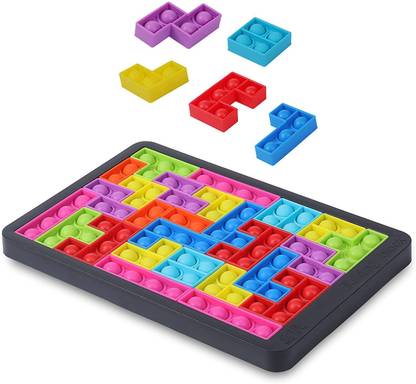 Chigy Wooh Puzzle For Kids Pop It Fidget Toy Puzzle Game For Girls And Boys Board Game Tetris Toy Novelty Gifts Autism Sensory Popit Puzzles Big Size Puzzle Push Pop Sound Poppet [ tetris Puzzle Game ] Party & Fun Board Game