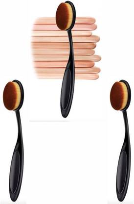 INDIANA HUDA Moq Set_3Pcs Oval Professional Makeup Brushes Set Soft Synthetic