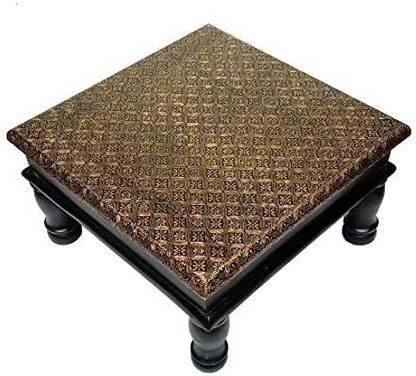 Renovation Martz Multipurpose Pooja chowki/pata/patla/bajot/chawrang/Footstool and Sitting Stool for Home Decor(14 x 14 x 8) inches (Large, Design 5) Wooden Pooja Chowki