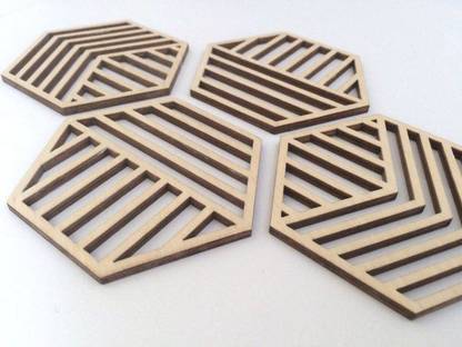 Homoz Hexagon Wood Coaster Set