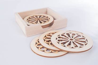 Glowpulse Round Wood Coaster Set