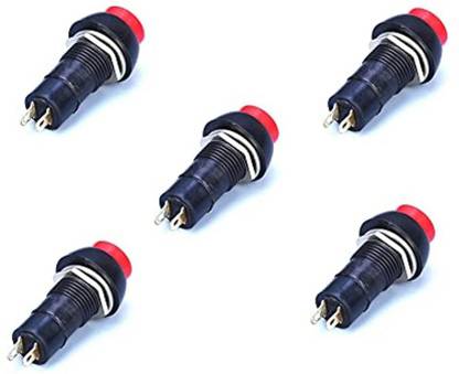 ERHIndia (Pack of 5) Push ON Push OFF Switch Button 2 Pin ON-OFF Latching Push Button Switch AC DC for Bike, Car, DIY Electronic Projects Electronic Components Electronic Hobby Kit