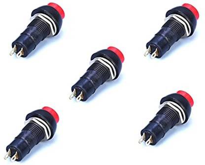 ERH इंडिया (Pack of 5 ) Push ON Push OFF Switch Button 2 Pin ON-OFF Latching Push Button Switch AC DC for Bike, Car, DIY Electronic Project पॉवर सप्लाई इलेक्ट्रॉनिक हॉबी किट