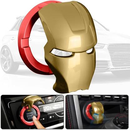 Trac Car Engine Start Stop Button Cover Push Start Button Cover Anti-scratch Car Accessories Interior Decoration(GOLDEN RED) Engine Start/Stop Button