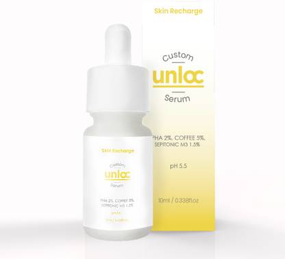 unloc Skin Recharge Custom Serum with 1.5% Sepitonic M3, 2% PHA & 5% Coffee | For Men and Women | Clean Label | 10ml