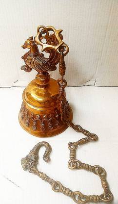 AsmikSK Brass Bell | Solid Brass Bell with Deep Sound Hangin bell |Brass Hanging Temple Pooja Bell, Ghanta |Brass Table Ghanta, Brass Hand Bell, Brass Hanging Ghanta, Brass Wall Hanging Ghanta, Pooja Ghanta, Brass Temple Ghanta, Pooja Temple Ghanta, Hanging Ghanta, Table Decor Ghanta, brass Ringing Ghanta, Big Size Brass Ghanta, Brass Showpiece Ghanta Brass Decorative Bell