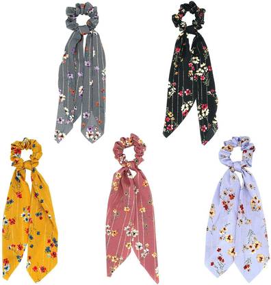 SUPERFAB 5 Pcs Hair Scarf Hair Scrunchies Hair Bands Ponytail Holder Scrunchy Ties Multi Colors Hair Accessories for Women Girls Rubber Band