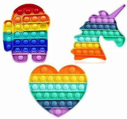 HIM TAX Rainbow Dimple Digit Silicon Pop Fidget Sensory Toy Set, Push Bubble Popping Game Toy Anxiety Stress Reliever Autism Learning Materials for Kids(Rainbow Dimple Digit Silicon Pop Fidget Sensory Toy Set, Push Bubble Popping Game Toy Anxiety Stress Reliever Autism Learning Materials for Kids(HORS+HART+AMANGAS)