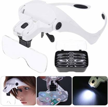 A&S TOOLSHOP LED Magnifying Loupe Head Mount Headband Magnifier Glasses with Hands-Free Bracket and Headband Are Interchangeable 5 Replaceable Lenses 1.0X, 1.5X, 2.0X, 2.5X, 3.5X (Upgraded Version) 1.0X, 1.5X, 2.0X, 2.5X, 3.5X Head Mount Magnifier Glass