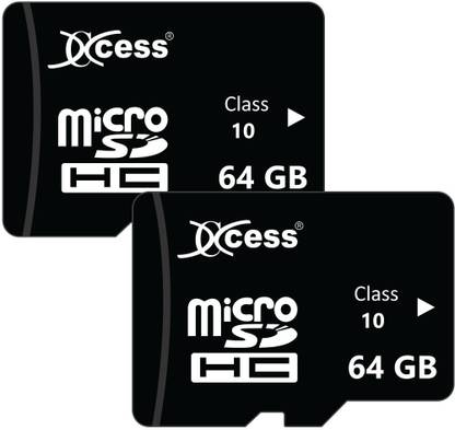 XCCESS 64GB Memory Card Combo 64GB Memory card Pack of 2 64 GB MicroSD Card Class 10 80 MB/s  Memory Card Compatible with Mobile, Camera, Tablet, Gaming Console
