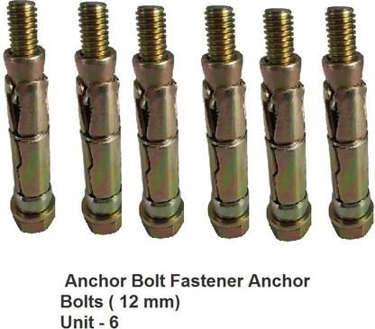 SS SASHA Nut & Bolt Set Nut & Bolt Set 12mm Wall Anchor Fasteners, Rust-Proof Expansion Screws for Concrete Walls ( 6 Pcs)