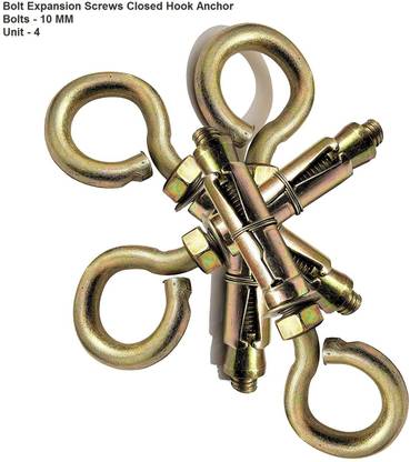 SS SASHA Nut & Bolt Set Bolt Expansion Screws Closed Hook Anchor Bolts ( 10 mm)