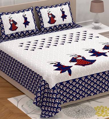 FSG Cotton Double Flat 210 TC Printed Bedsheet