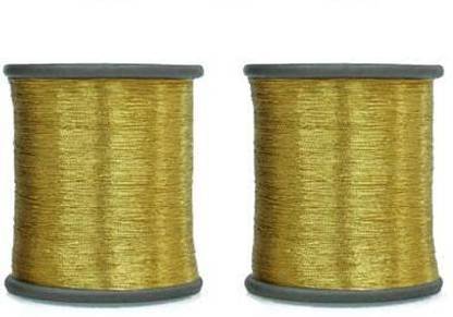 PMW 0.1 MM Gold Zari Metallic ThreadThread - 1000 m - Pack of2 Embroidery Hoop