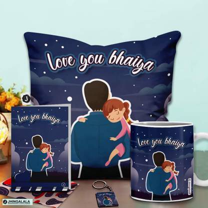 Jhingalala Cushion, Greeting Card, Mug, Keychain Gift Set