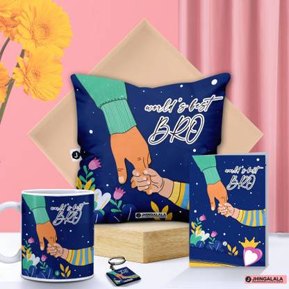 Jhingalala Cushion, Greeting Card, Mug, Keychain Gift Set