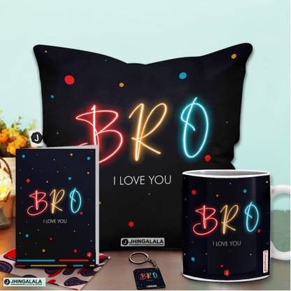 Jhingalala Cushion, Greeting Card, Mug, Keychain Gift Set
