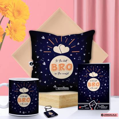 Jhingalala Cushion, Greeting Card, Mug, Keychain Gift Set